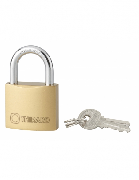 Cadenas à clé Type 1+, laiton, intérieur, anse acier, 40mm, 2 clés - THIRARD Cadenas à clé