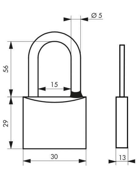 Cadenas à clé Type 1, laiton, extérieur, anse 1/2 inox, 35mm, 2 clés - THIRARD Cadenas à clé