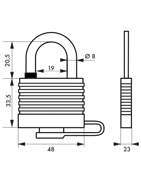 Cadenas à clé Fédéral Lock Sea Line, laiton, extérieur, anse inox, 40mm, 2 clés - THIRARD Cadenas