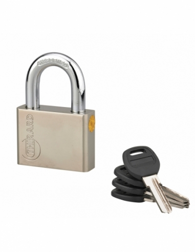Cadenas à clé Quadra, acier, chantier, anse acier, 60mm, 4 clés - THIRARD Cadenas à clé