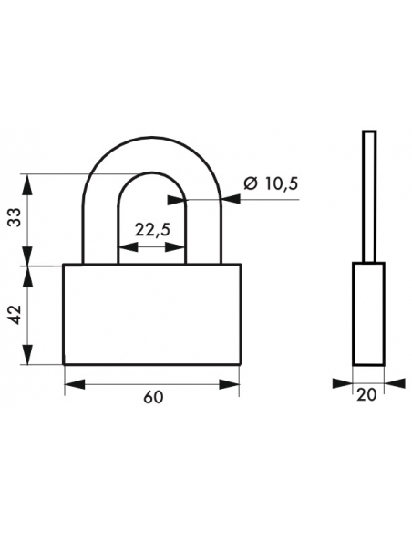 Cadenas à clé Quadra, acier, chantier, anse acier, 60mm, 4 clés - THIRARD Cadenas