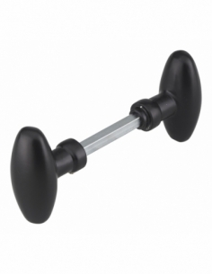 Paire de boutons ovoïdes pour porte d'entrée, carré 7x90mm, 1 portée, noir - THIRARD Bouton