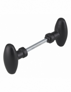 Paire de boutons ovoïdes pour porte d'entrée, carré 6x90mm, 1 portée, noir - THIRARD Bouton
