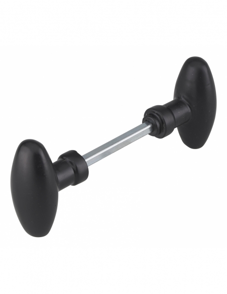 Paire de boutons ovoïdes pour porte d'entrée, carré 6x90mm, 1 portée, noir - THIRARD Bouton