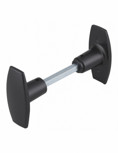 Paire de boutons pour porte, carré 6x110mm, 1 portée, noir - THIRARD Bouton