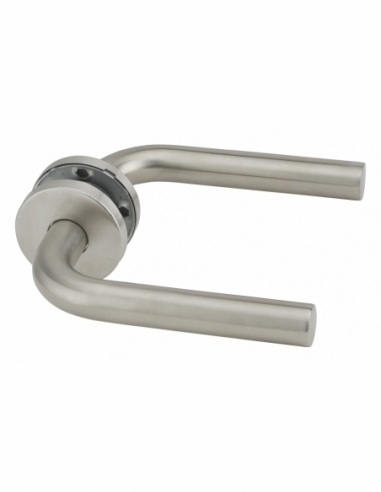 Paire de béquilles pour porte, carré 7x110mm, aspect inox - THIRARD Poignée sur rosace