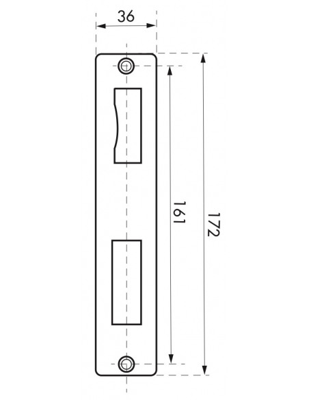 Patine de gâche, double empennage, 40x172mm - THIRARD Gâche de porte