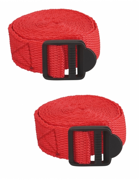 Lot de 2 sangles de serrage, 1.80m à boucle plastique, rouge - THIRARD Sangles à boucle
