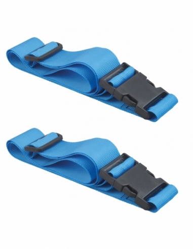 Lot de 2 sangles de serrage, 1.80m à boucle plastique, bleu - THIRARD Sangles à boucle