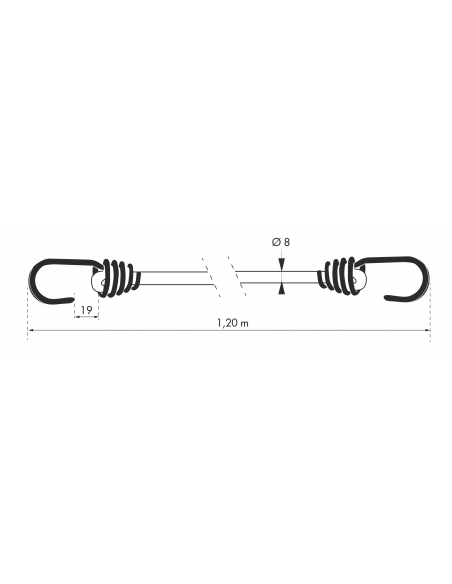 Lot de 2 tendeurs en caoutchouc à crochets, 8mmx1.2m, orange - THIRARD Sangle