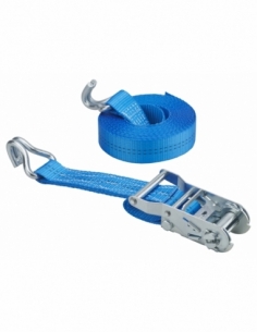 Sangle de serrage, 6m, à cliquet, crochets JJ, bleu - THIRARD Sangles à cliquet