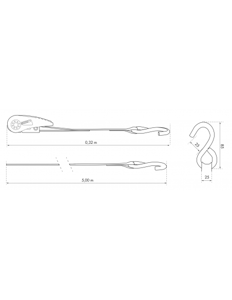 Lot de 2 sangles de serrage, 5m, à cliquet, crochet S, camouflage - THIRARD Sangle