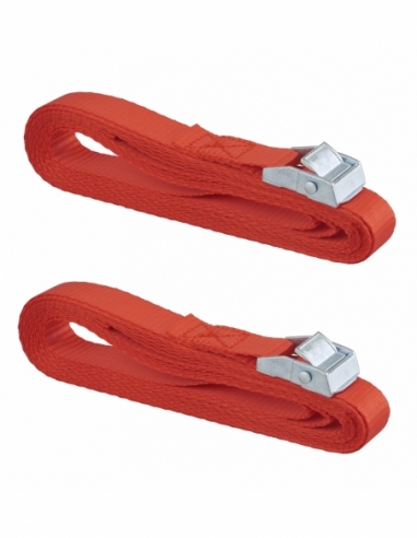 Lot de 2 sangles de serrage, 5m à boucle autoserrante, rouge - THIRARD Sangle