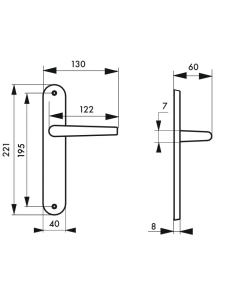 Ensemble de poignées pour porte intérieure Helios sans trou, carré 7mm, entr'axes 195mm, nickelé brossé - THIRARD Poignée