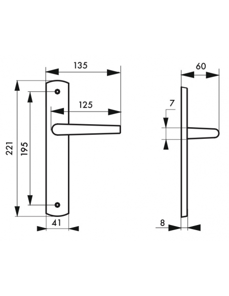 Ensemble de poignées pour porte intérieure Gaia sans trou, carré 7mm, entr'axes 195mm, nickelé brossé - THIRARD Poignée