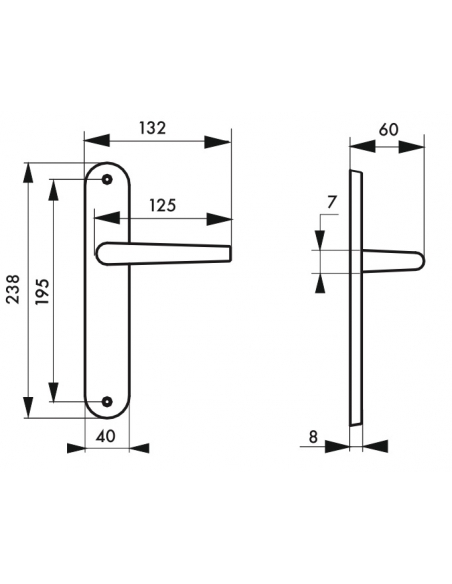 Ensemble de poignées pour porte intérieure Eris sans trou, carré 7mm, entr'axes 195mm, nickelé brossé - THIRARD Poignée