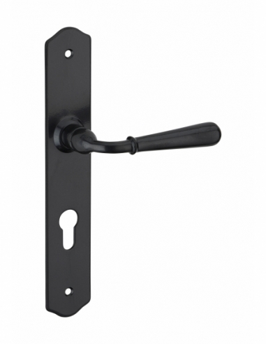 Ensemble de poignées pour porte d'entrée Charon trou de cylindre, carré 7mm, entr'axes 195mm, acier patiné - THIRARD Poignée ...