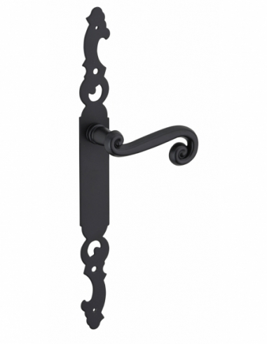 Ensemble de poignées pour porte intérieure Coq sans trou, carré 7mm, entr'axes 195mm, laqué noir - THIRARD Poignée de porte i...
