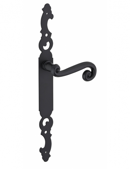 Ensemble de poignées pour porte intérieure Coq sans trou, carré 7mm, entr'axes 195mm, laqué noir - THIRARD Poignée de porte i...