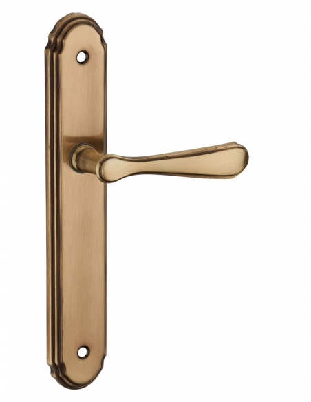 Ensemble de poignées pour porte intérieure Arthemis sans trou, carré 7mm, entr'axes 195mm, laiton patiné - THIRARD Poignée