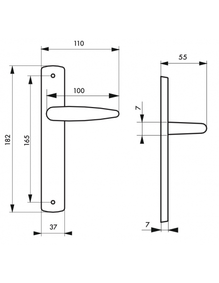 Ensemble de poignées pour porte intérieure Ares sans trou, carré 7mm, entr'axes 165mm, chromé - THIRARD Poignée