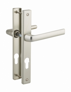 Ensemble poignées pour porte d'entrée Picardie trou cylindre, carré 7mm, entr'axes 195mm, saillie réduite, couleur F2 - THIRA...