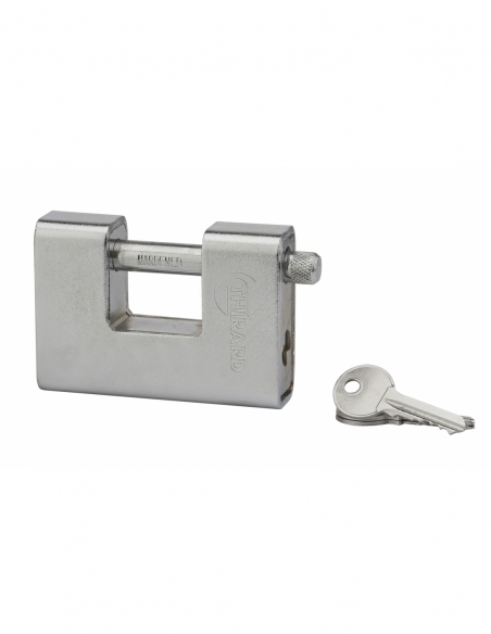Cadenas à clé prisonnière Land Blindé, acier, extérieur, anse acier, 90mm, 3 clés - THIRARD Cadenas à clé