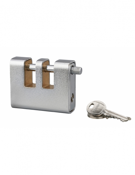 Cadenas à clé prisonnière Land Blindé, acier, extérieur, double anse acier, 90mm, 3 clés - THIRARD Cadenas à clé