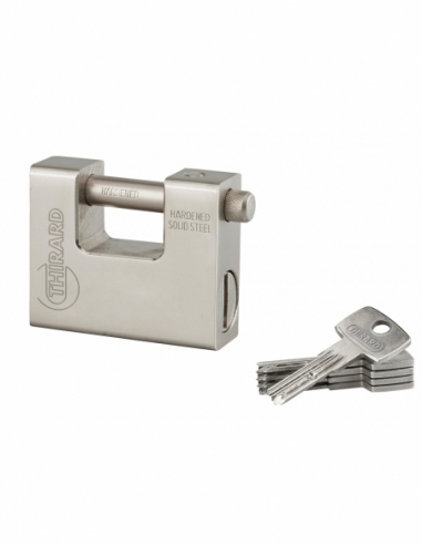 Cadenas à clé Thor, acier, chantier, anse acier, 84mm, 5 clés réversibles - THIRARD Cadenas