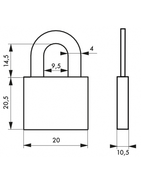 Cadenas à clé Type 1, bagage, aluminium, 20mm, 2 clés - THIRARD Cadenas