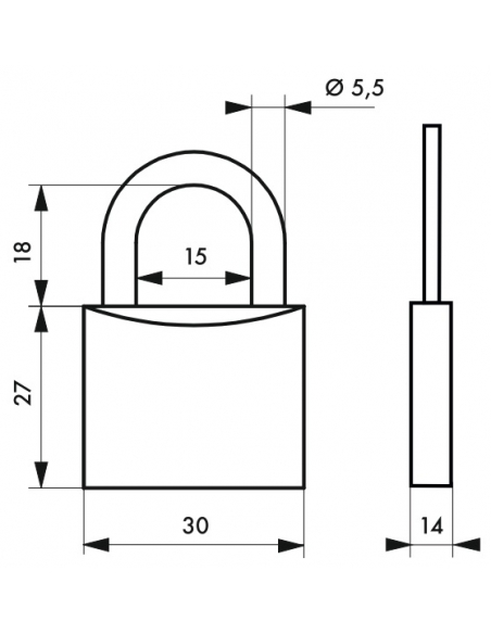 Cadenas à clé Chtiote Meuh 7, acier, intérieur, anse acier, 30mm, 3 clés - THIRARD Cadenas à clé