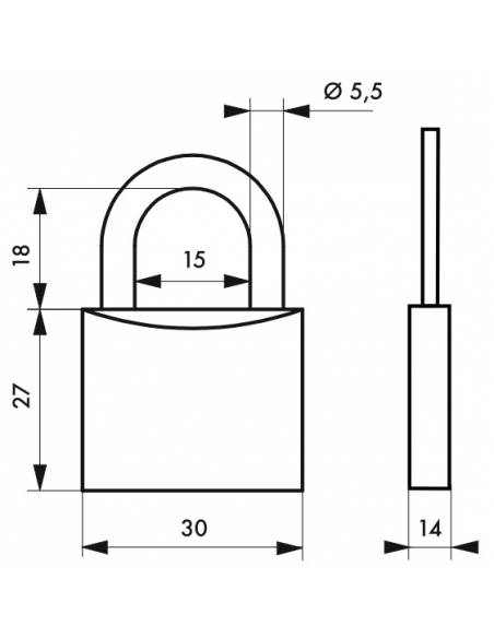 Cadenas à clé Extra Lock Bulmlecom, acier, intérieur, anse acier, 30mm, 3 clés - THIRARD Cadenas à clé