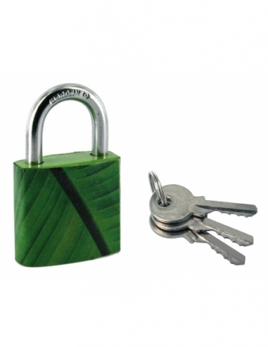 Cadenas à clé Green Idea Bananier, acier, intérieur, anse acier, 30mm, 2 clés - THIRARD Cadenas à clé