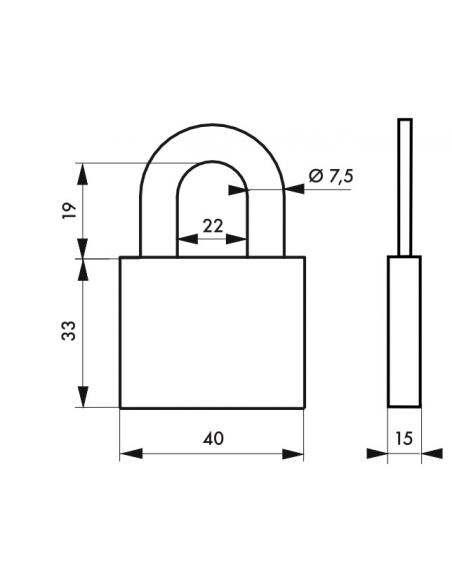 Cadenas à clé Fédéral Lock 510, laiton, chantier, anse acier, 40mm, 2 clés - THIRARD Cadenas à clé