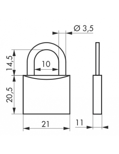 Cadenas à clé Luxe, laiton, intérieur, anse laiton, 20mm, or, 2 clés - THIRARD Cadenas à clé