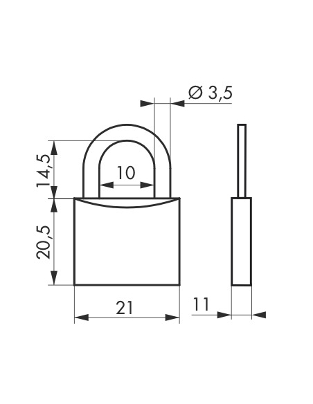 Cadenas à clé Luxe, laiton, intérieur, anse laiton, 20mm, or, 2 clés - THIRARD Cadenas à clé