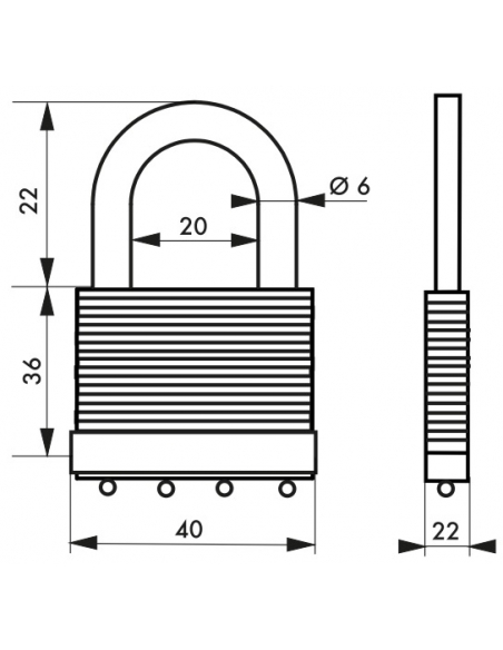 Cadenas à clé Amazone, laiton, extérieur, anse laiton, 40mm, 2 clés - THIRARD Cadenas à clé