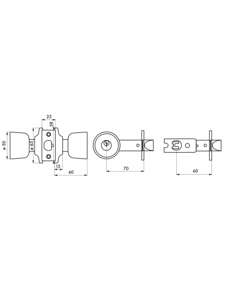 Serrure horizontale tubulaire en applique à condamnation pour porte d'entrée, axe réglable, doré, 3 clés - THIRARD Serrures e...