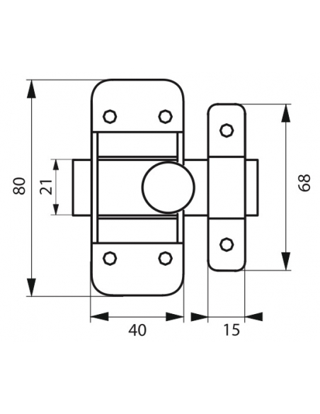 Targette, acier, pêne Ø 6.5mm, zingué - THIRARD Targette