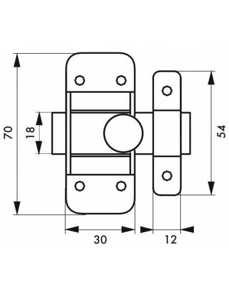 Targette, acier, pêne Ø 6mm, zingué - THIRARD Targette