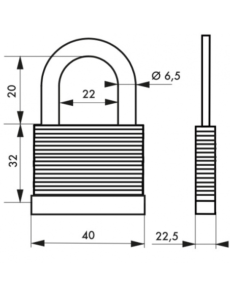 Cadenas à clé Slice, intérieur, corps lamelles acier, 40mm, 2 clés - THIRARD Cadenas à clé