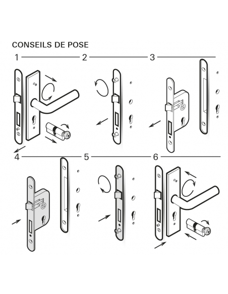 Serrure encastrable Monomax NF à clé pour porte de chambre, axe 40mm, bouts carrés, têtière noire, 1 clé - THIRARD Serrures e...