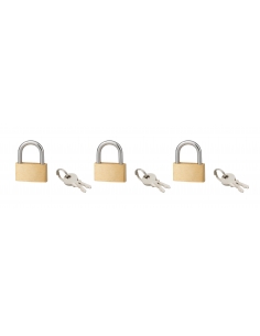 Lot de 3 cadenas BASIC à clé, base 30 mm, anse acier, s'entrouvrant, 2 clés/cad. - SP Cadenas à clé