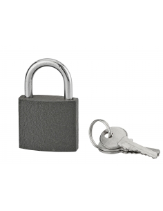 Cadenas ACERA gris à clé, base 40 mm, anse acier cémenté, 3 clés - SERRUPRIX Cadenas à clé