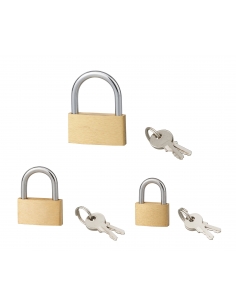Lot de 3 cadenas BASIC à clé, base 20 - 30 -40 mm, anse acier, 6 clés - SP Cadenas à clé