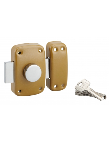 Verrou à bouton, cylindre Ø23 x 45 mm, 4 clés réversibles - SP Verrou de porte