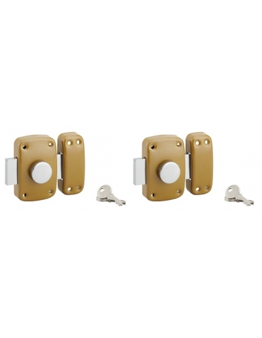 Lot de 2 verrous à bouton, cylindre Ø23 x 45 mm, s'entrouvrant, 3 clés/verr. - SP Verrou de porte