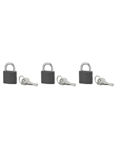 Lot de 3 cadenas ACERA gris à clé, base 30 mm, anse acier cémenté, s'entrouvrant, 3 clés/cad. - SP Cadenas à clé