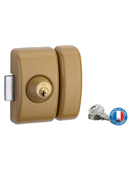 Verrou double entrée Universel pour porte d'entrée, cylindre 45mm, acier, 3 clés, epoxy bronze - THIRARD Verrous