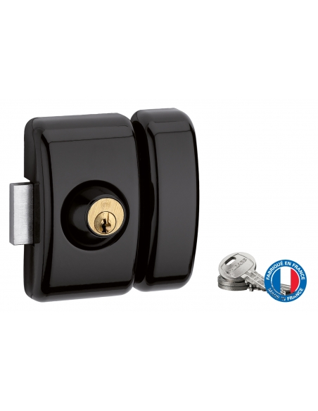 Verrou double entrée Universel pour porte d'entrée, cylindre 45mm, acier, 3 clés, epoxy noir - THIRARD Verrous